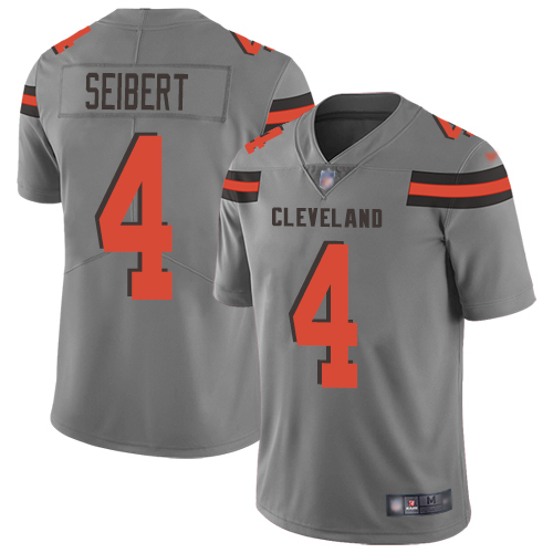 Cleveland Browns Austin Seibert Men Gray Limited Jersey #4 NFL Football Inverted Legend
